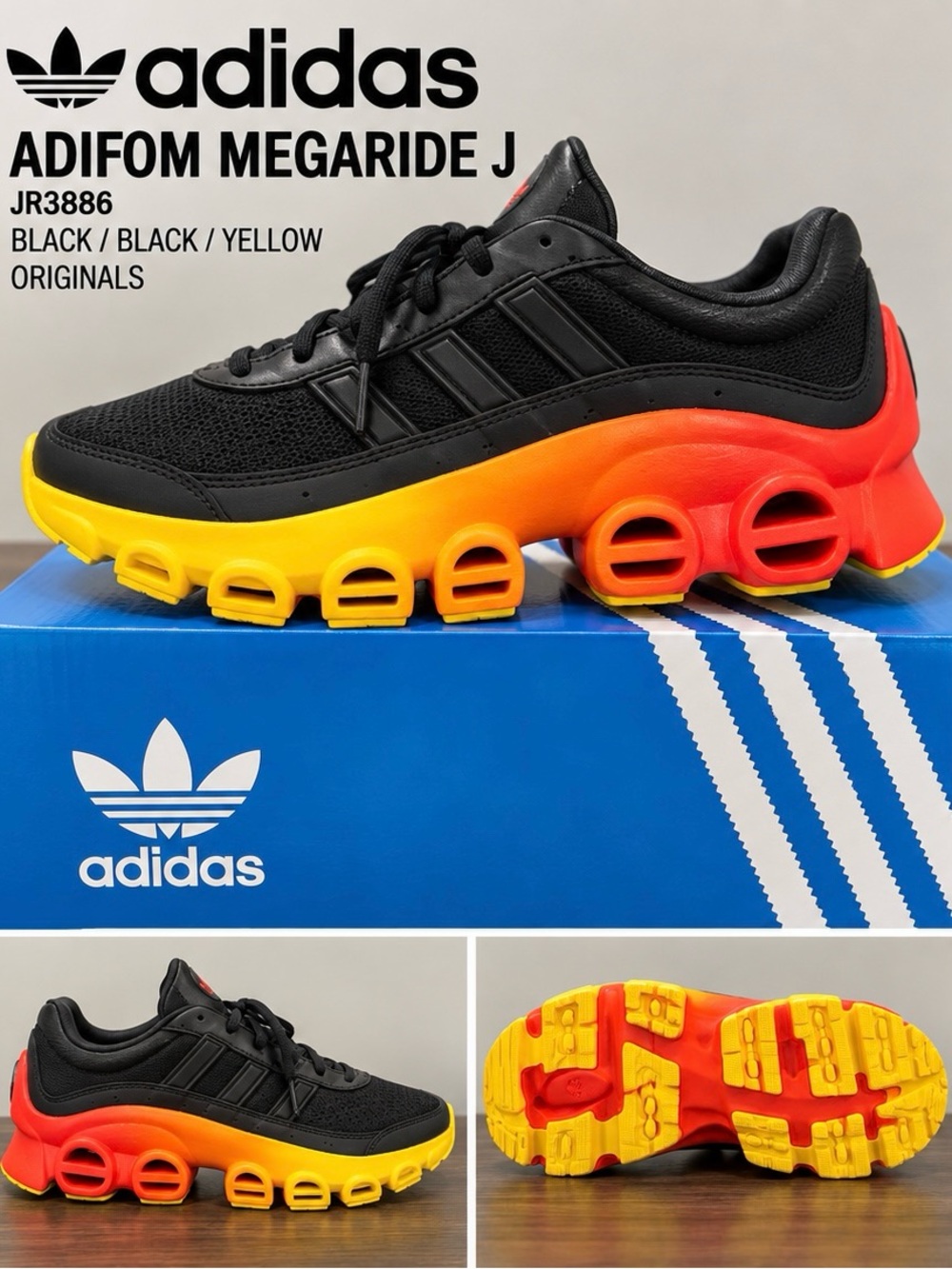 Adidas Adiform Megaride J Youth - Cblack/Yellow (6½ US)